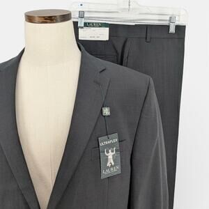 Lauren Ralph Lauren Men's Classic Fit 2 Piece Suit Wool 46 L Pants 40W Black